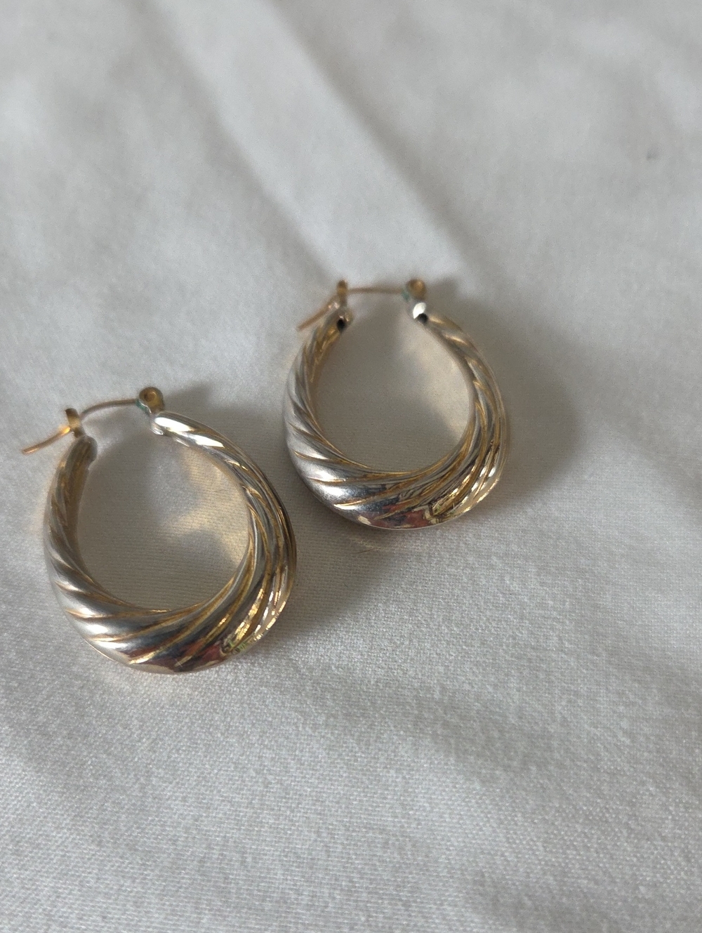 Classic Twisted Hoop Earrings in Two-Tone Gold